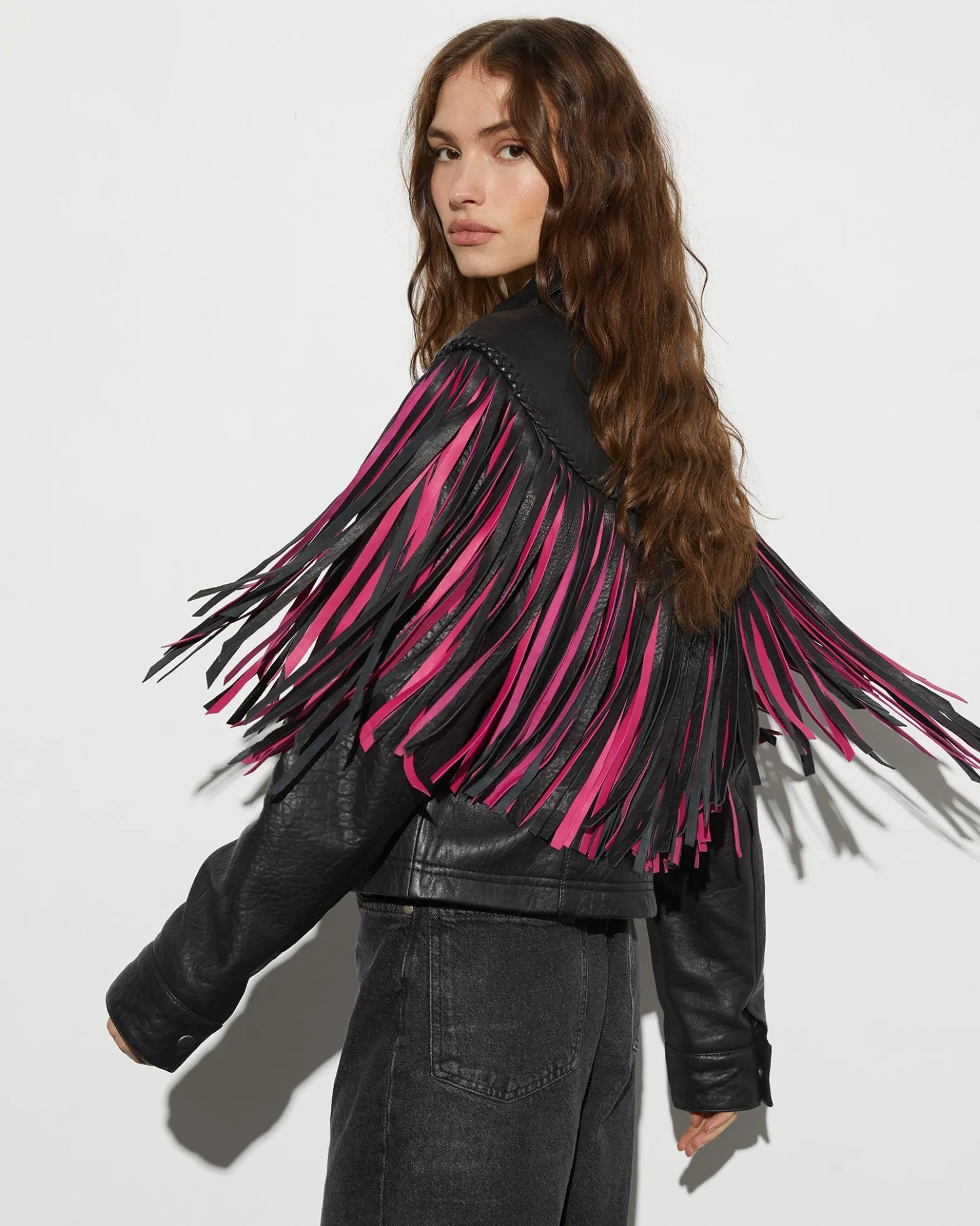 Janez Leather Fringe Jacket | Black^STIEGLITZ Clearance