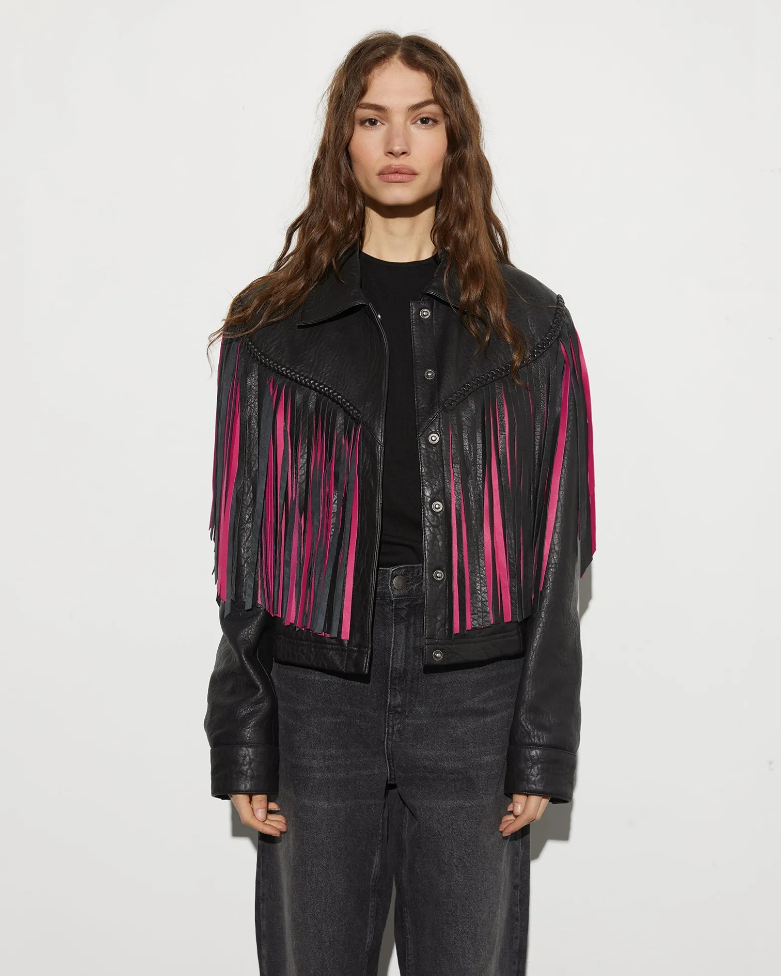 Janez Leather Fringe Jacket | Black^STIEGLITZ Clearance