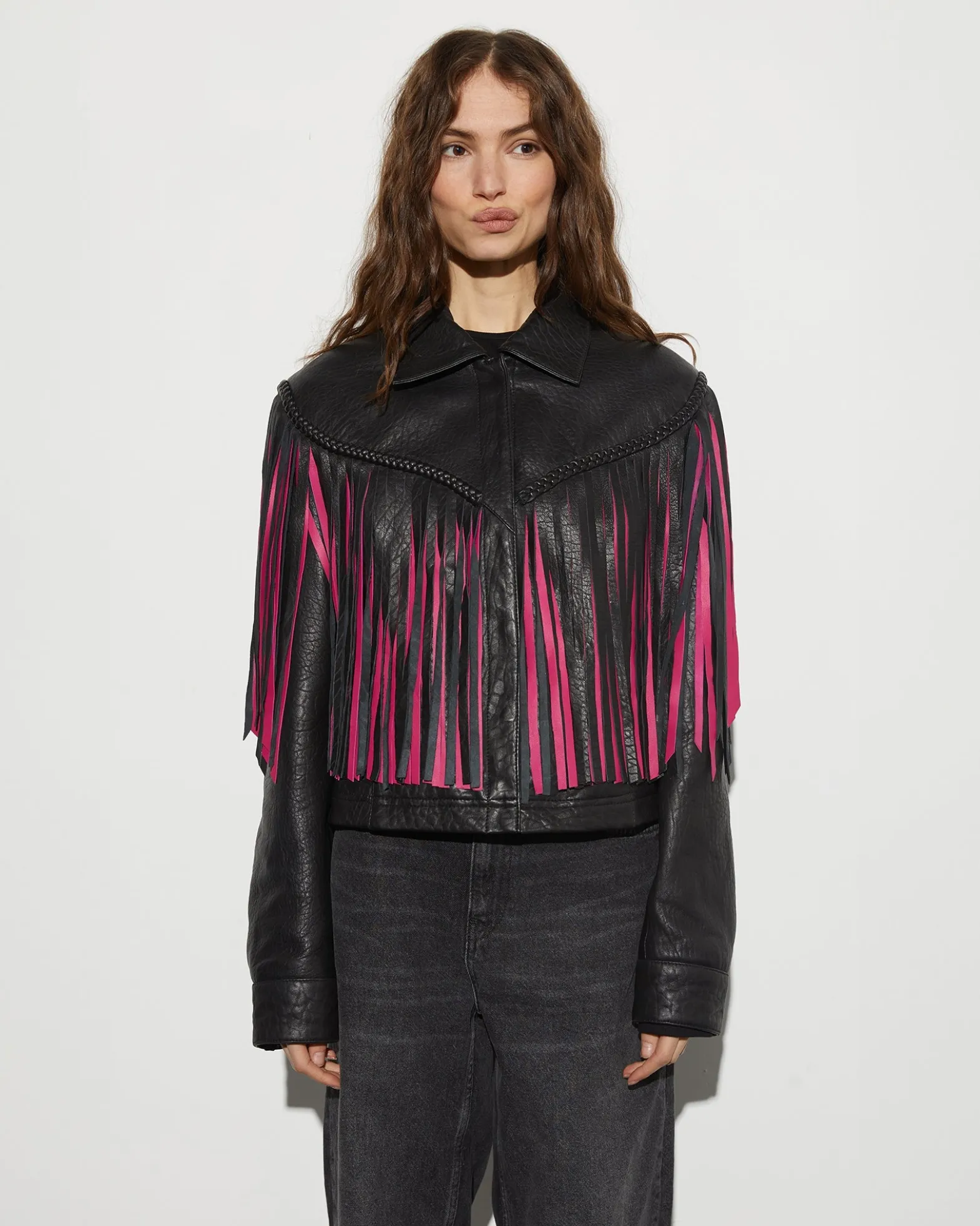 Janez Leather Fringe Jacket | Black^STIEGLITZ Clearance