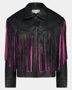 Janez Leather Fringe Jacket | Black^STIEGLITZ Clearance